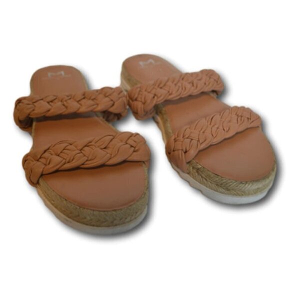 Marc Fisher Tan Jaimee Leather Braided Espadrille Flat Sandals Size: 8 - Picture 1 of 3